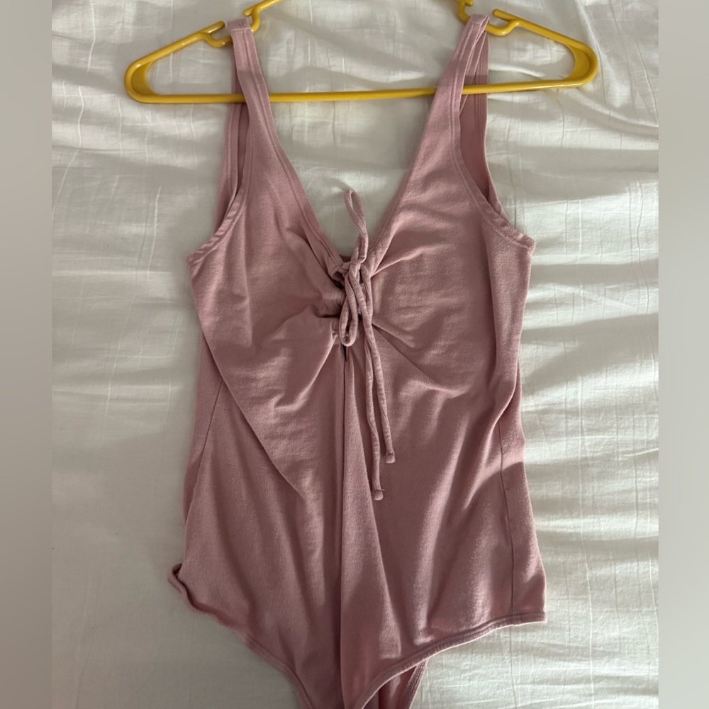 Pink Sleeveless Tie-Front Bodysuit
